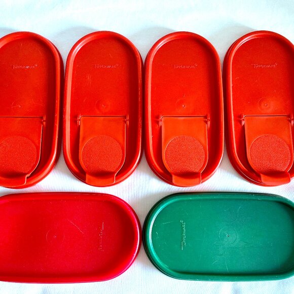 Tupperware 17pc Lot Oval #2 Modular Mates 4.5” Tall 1618 w Some Seals 1618 Red - Picture 4 of 16